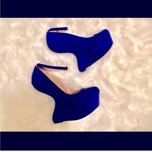 Elegant Royal Blue Women's Platform Heels